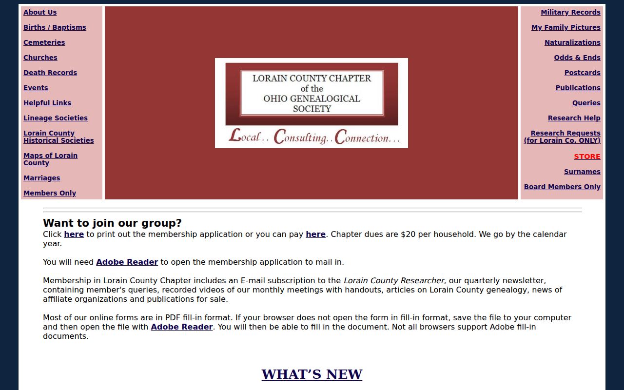 Lorain County historical directory genealogical research access