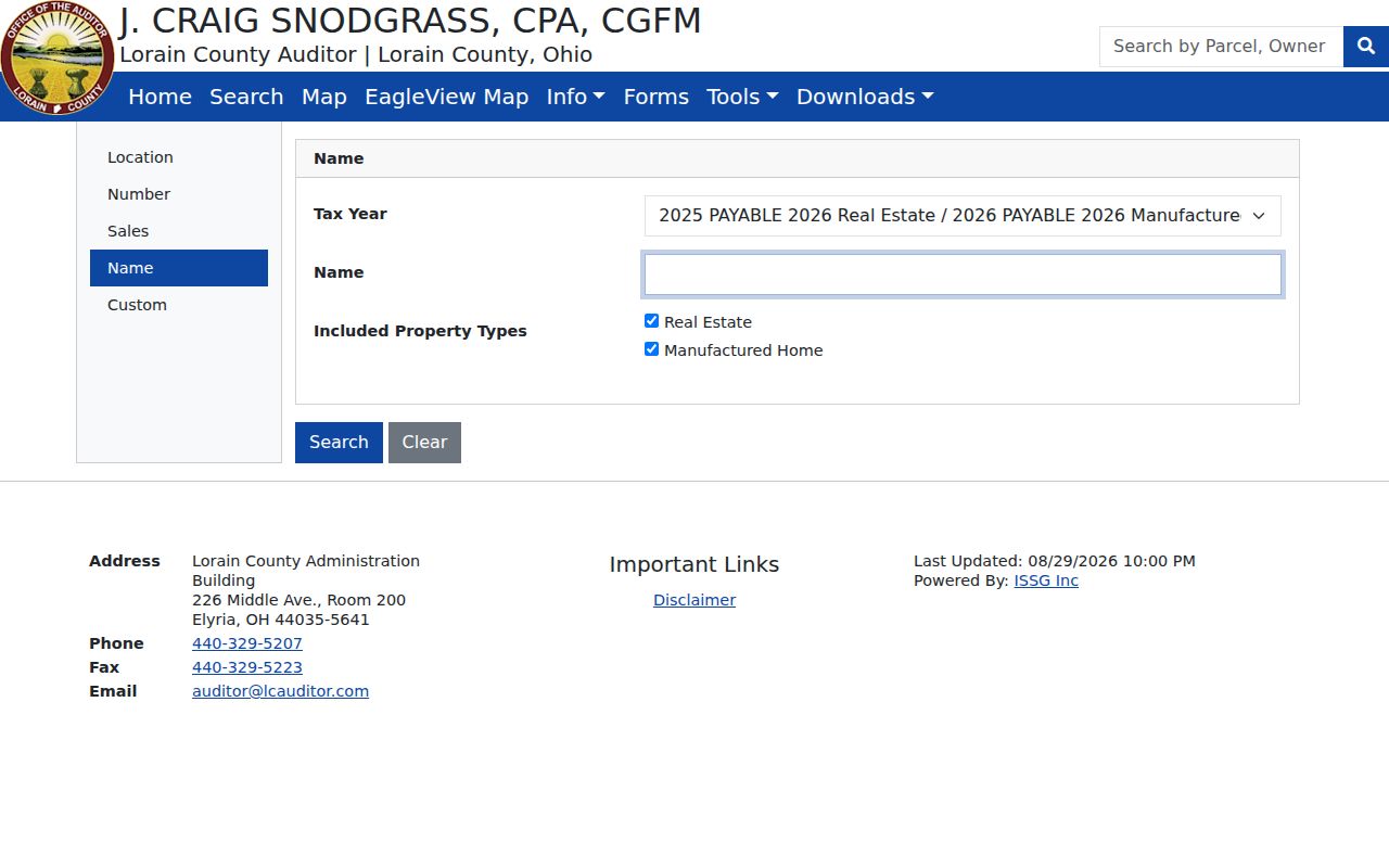 Lorain County neighbors Auditor owner-name property search