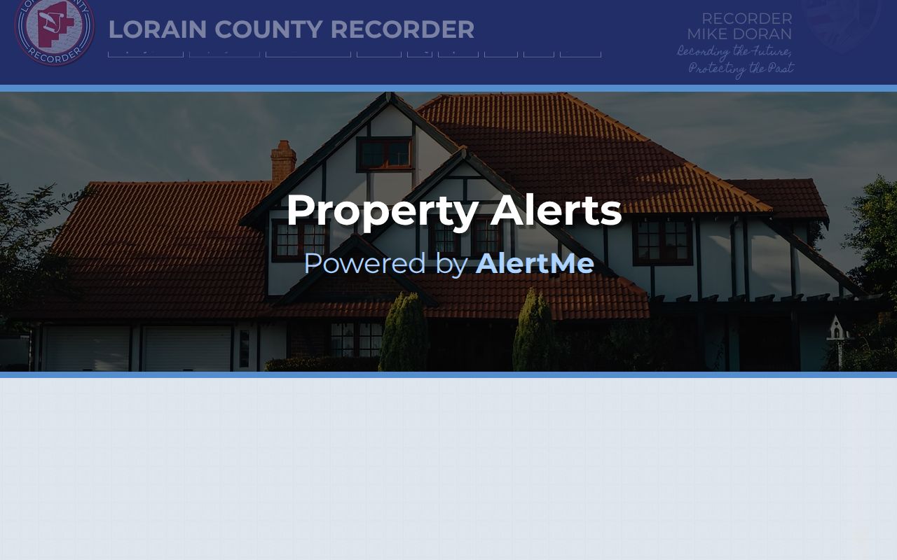 Lorain County previous residents Recorder RecordALERT enrollment page