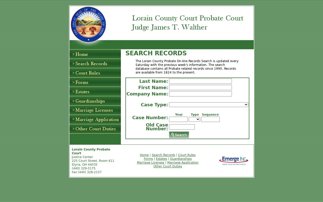 Lorain County resident lookup Probate Court name and case search