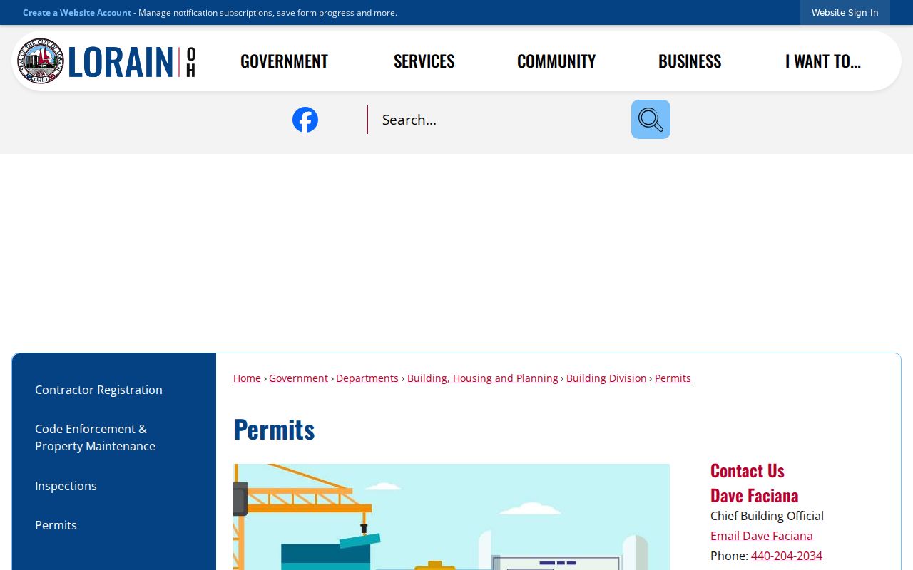 Lorain County street records City of Lorain permits page