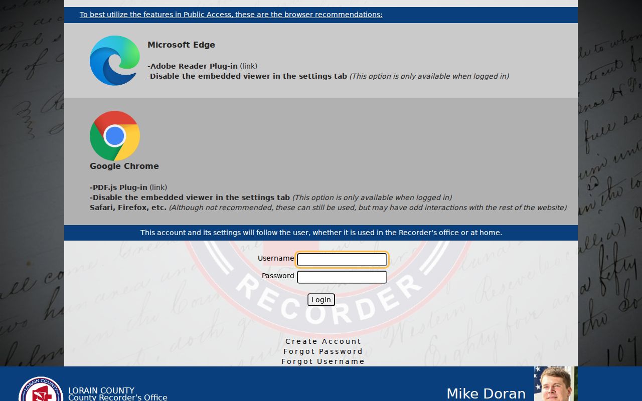Lorain County address records Recorder PAX deed index access