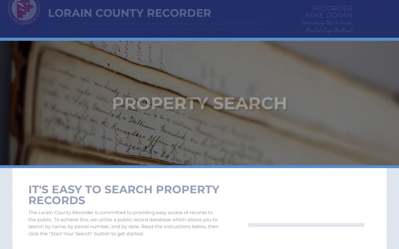 Lorain County address records Recorder property search instructions
