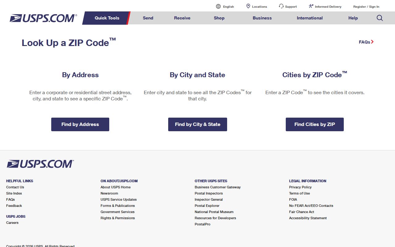 Lorain County ZIP code directory USPS address lookup form